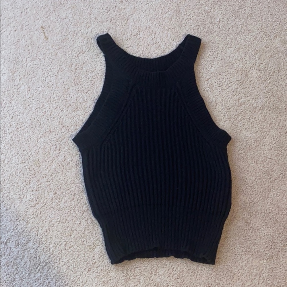 Black Sweater Crop Top